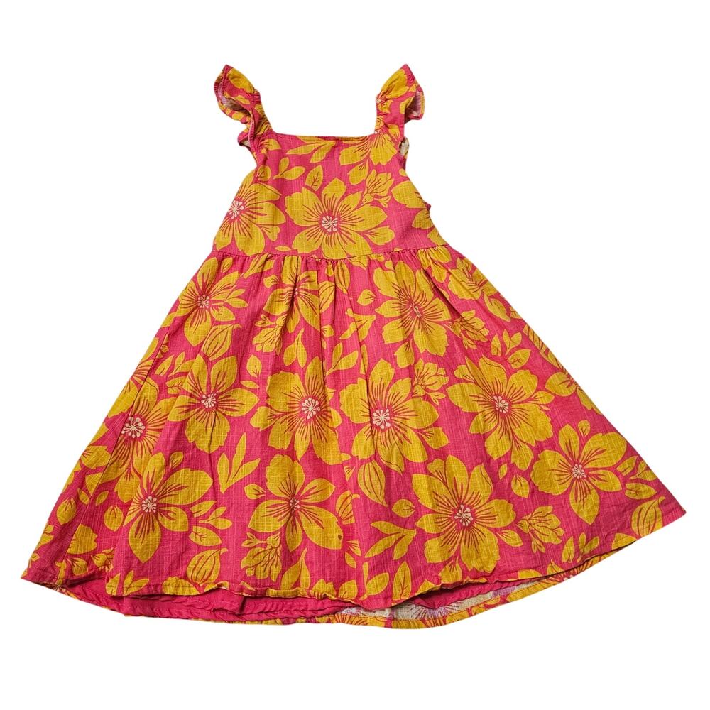 Paisley Love Girls Dress Size 7 Floral Pink Yellow Tropical